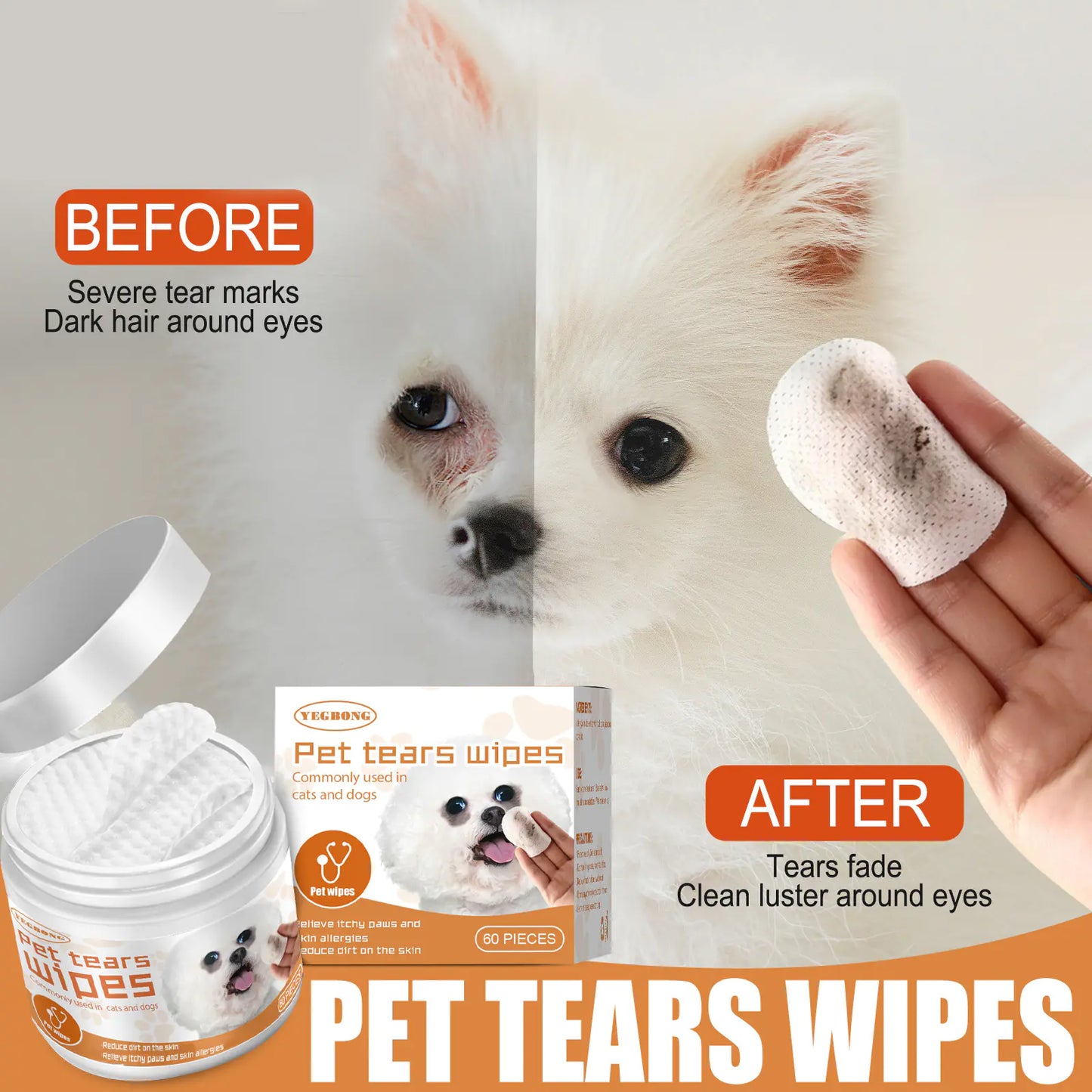 Yegbong Pet Wipes for Dogs and Cats Eye Cleaning Pads