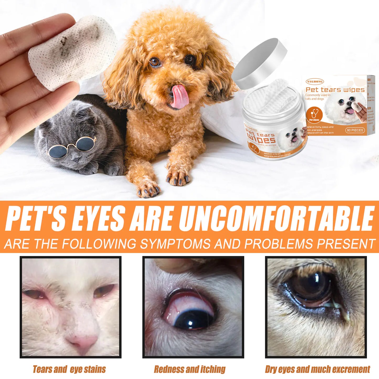 Yegbong Pet Wipes for Dogs and Cats Eye Cleaning Pads