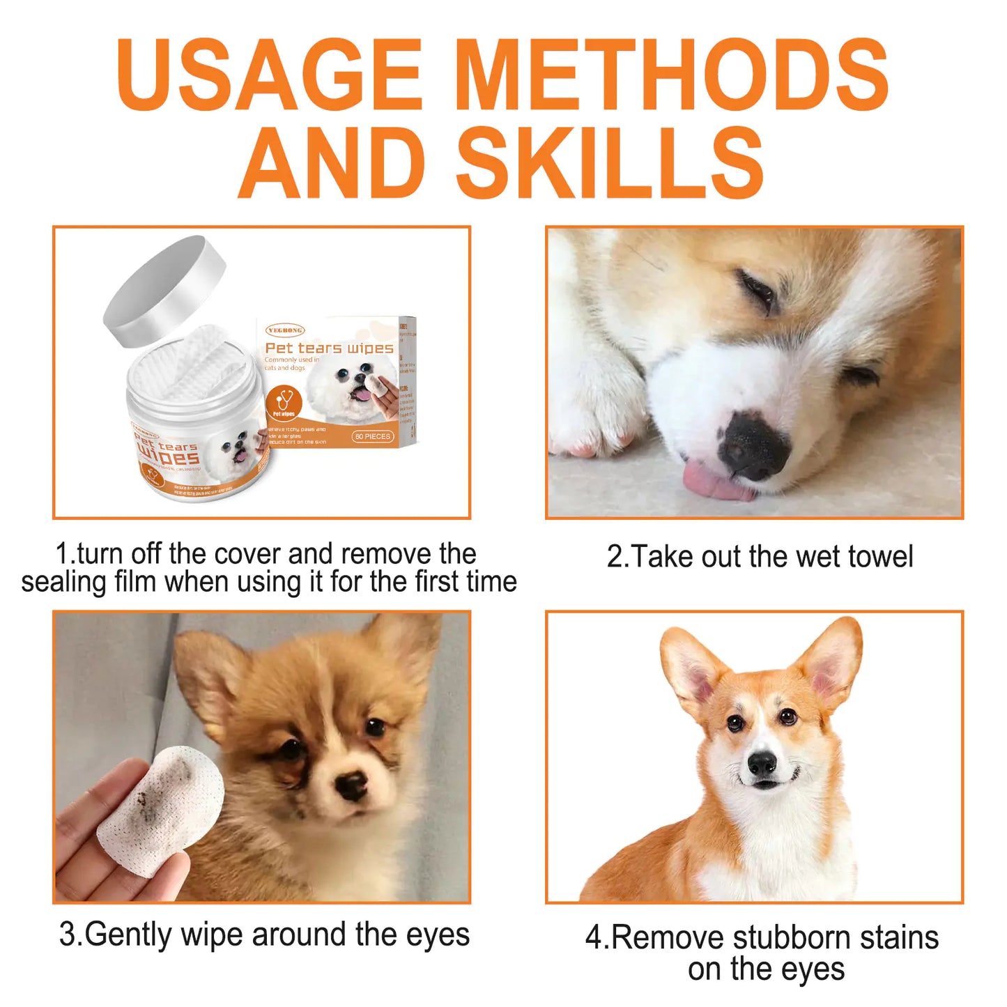 Yegbong Pet Wipes for Dogs and Cats Eye Cleaning Pads
